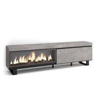 LOWBOARD, Tv-Schrank Elektrokamin XXL, zementgrau, 208/35/57cm - Grau, Holzwerkstoff (208/57/35cm) - Skraut Home