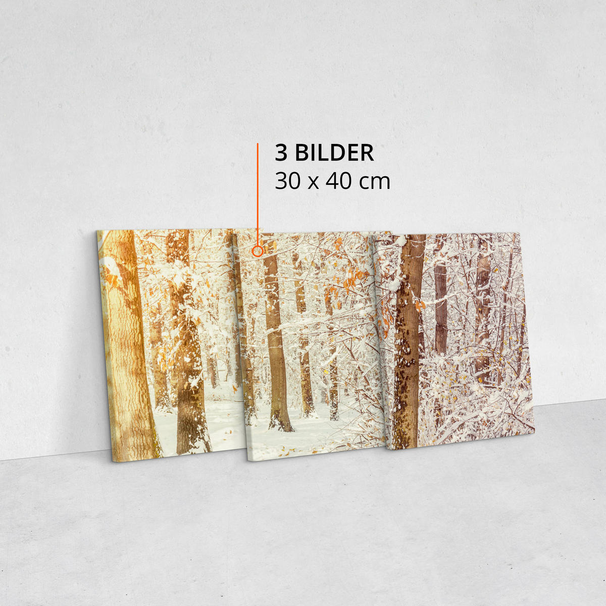 LEINWANDBILDER 3-es Set Wald Bäume 3D - Beige/Weiß, Textil (90/40cm) - Muralo