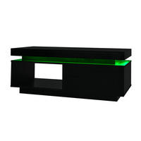 OBÝVACÍ sestava z dřevotřísky 181x38x38 cm černá s LED osvětlením, TV skříňkou a konferenčním stolkem - černá, kompozitní dřevo (100/50/40cm) - Modfu