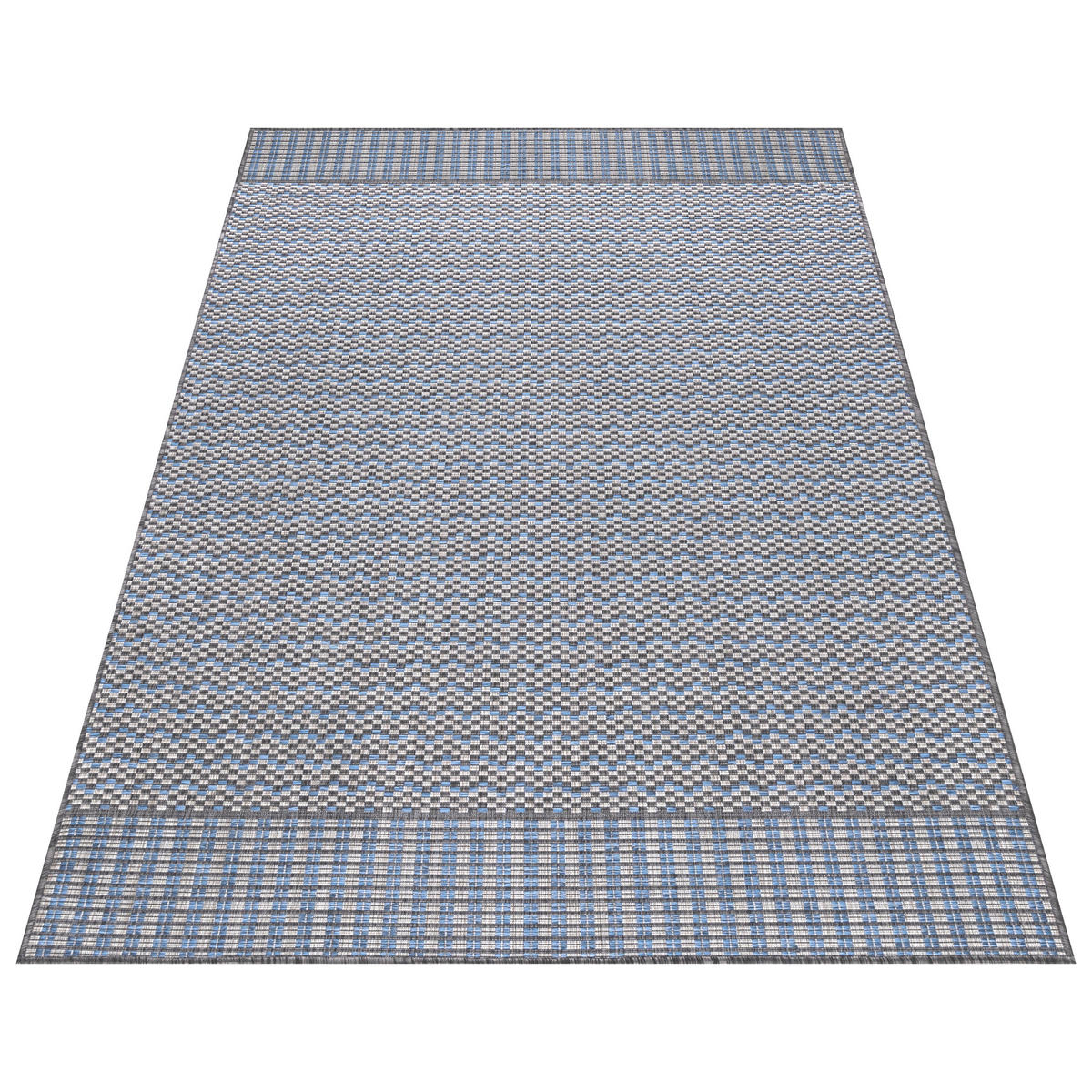 TEPPICH Outdoor Flachgewebe Retro-Design Polypropylen Balkon Grau Läufer 80x250 - Grau, Textil (80/250cm) - KADIMA DESIGN