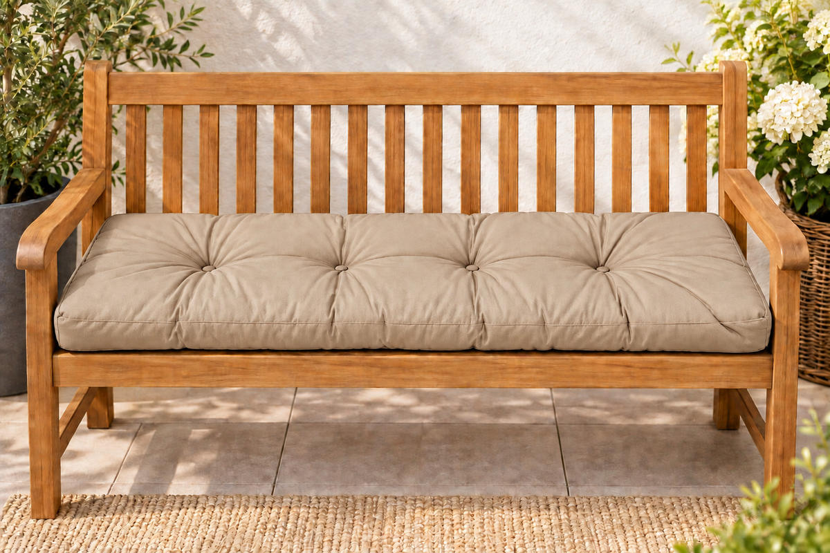 BANKAUFLAGE Sitzkissen Beige Natur 120x40 cm Outdoor Indoor - Beige, Textil (120/40/17cm) - TiborTex