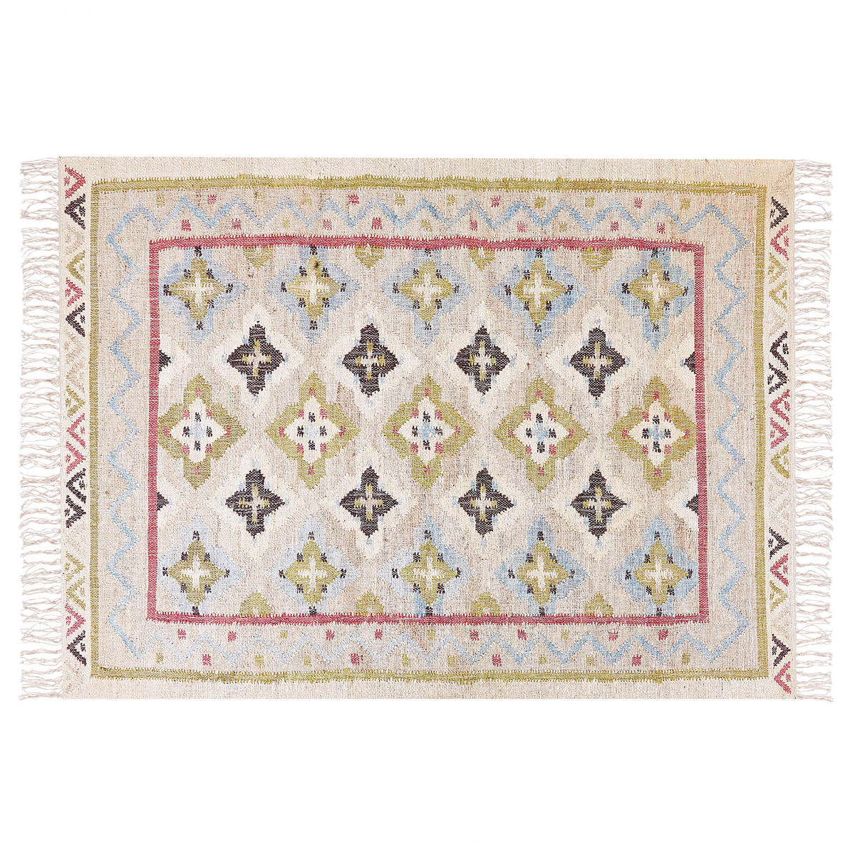 TEPPICH geflochten Terkos 230/160 cm - Multicolor, Naturmaterialen (160/230cm) - Beliani