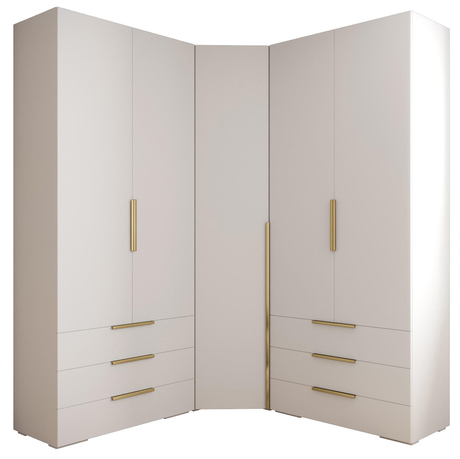 Abiks Möbel Garderoben-Set Weiß, Gold 181.7x236.7x47 cm