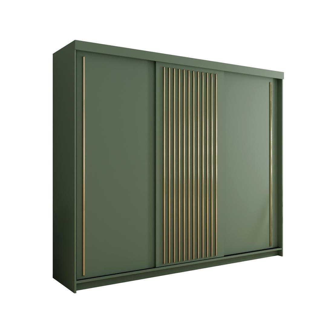 KLEIDERSCHRANK Tiara 250 Grün, Schiebeschrank - Grün, Holzwerkstoff (250/216/62cm) - Bettso