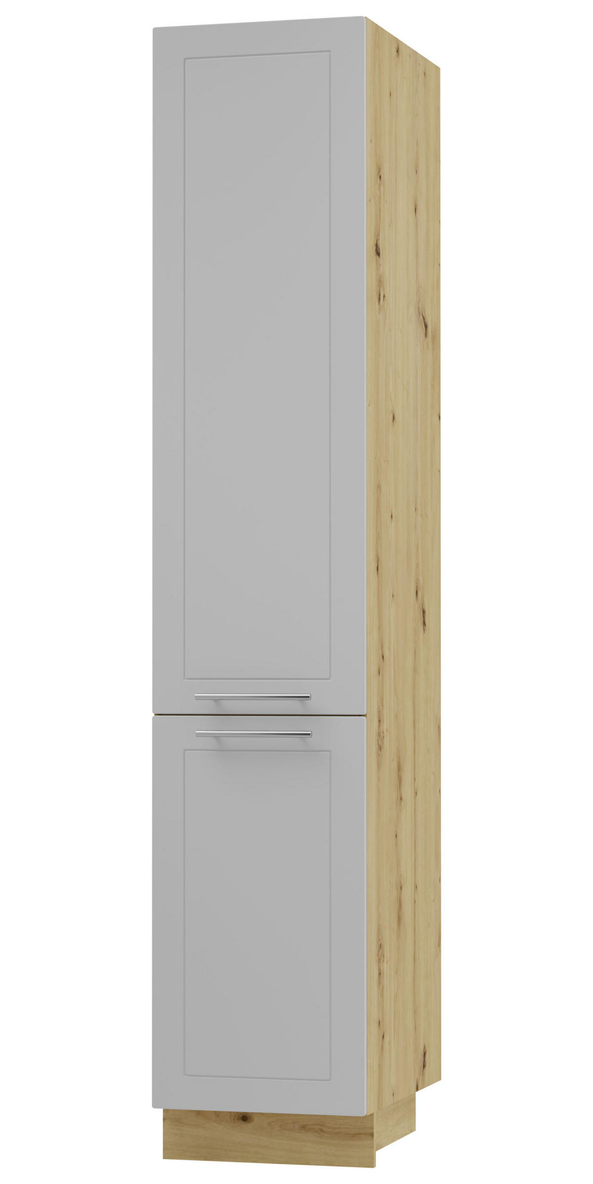 APOTHEKERSCHRANK Kvantum 2D14K/40/kargo Dust Grey Matt / Eiche Artisan Matt 40 / 59 / 207cm - Eiche Artisan/Grau, Holz/Holzwerkstoff (40/207/59cm) - Feldmann-Wohnen