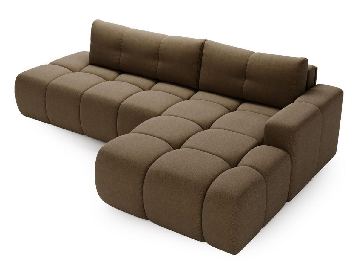 ECKSOFA Montero Bouclé-Stoff Braun Rechts - Braun, Holz/Textil (280/177cm) - Graingold