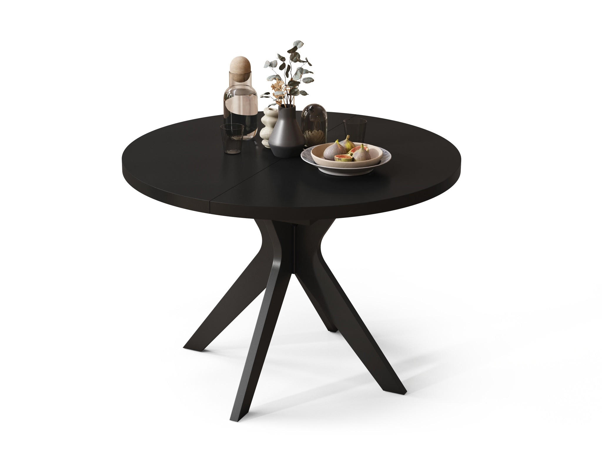 ESSTISCH rund Schwarz matt ausziehbar - Schwarz, Holzwerkstoff (110/110/77cm) - designimpex