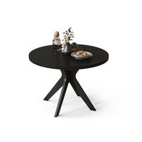 ESSTISCH rund Schwarz matt ausziehbar - Schwarz, Holzwerkstoff (110/110/77cm) - designimpex