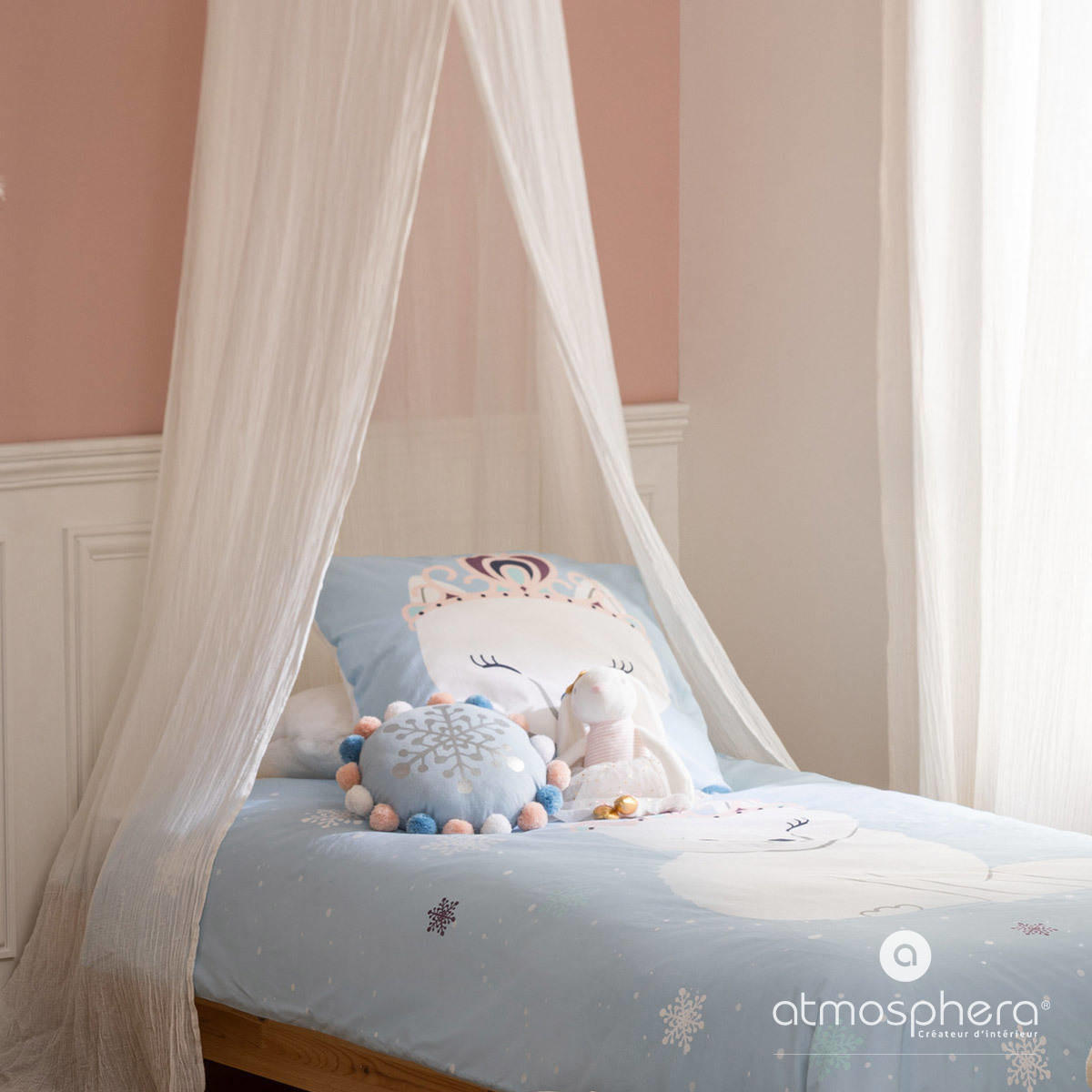ZIERKISSEN Hiver - Blau, Textil (33/33cm) - Atmosphera for kids