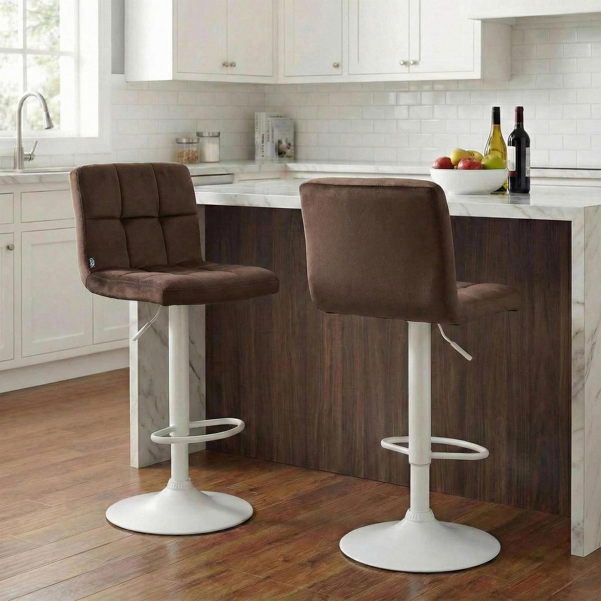 BARHOCKER Samt Braun - Weiß/Braun, Textil/Metall (46/94/47cm) - CLP