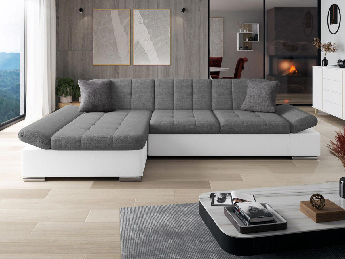 ECKSOFA Malwi, Seite: Links - Weiß, Holz/Textil (278/161cm) - MIRJAN24