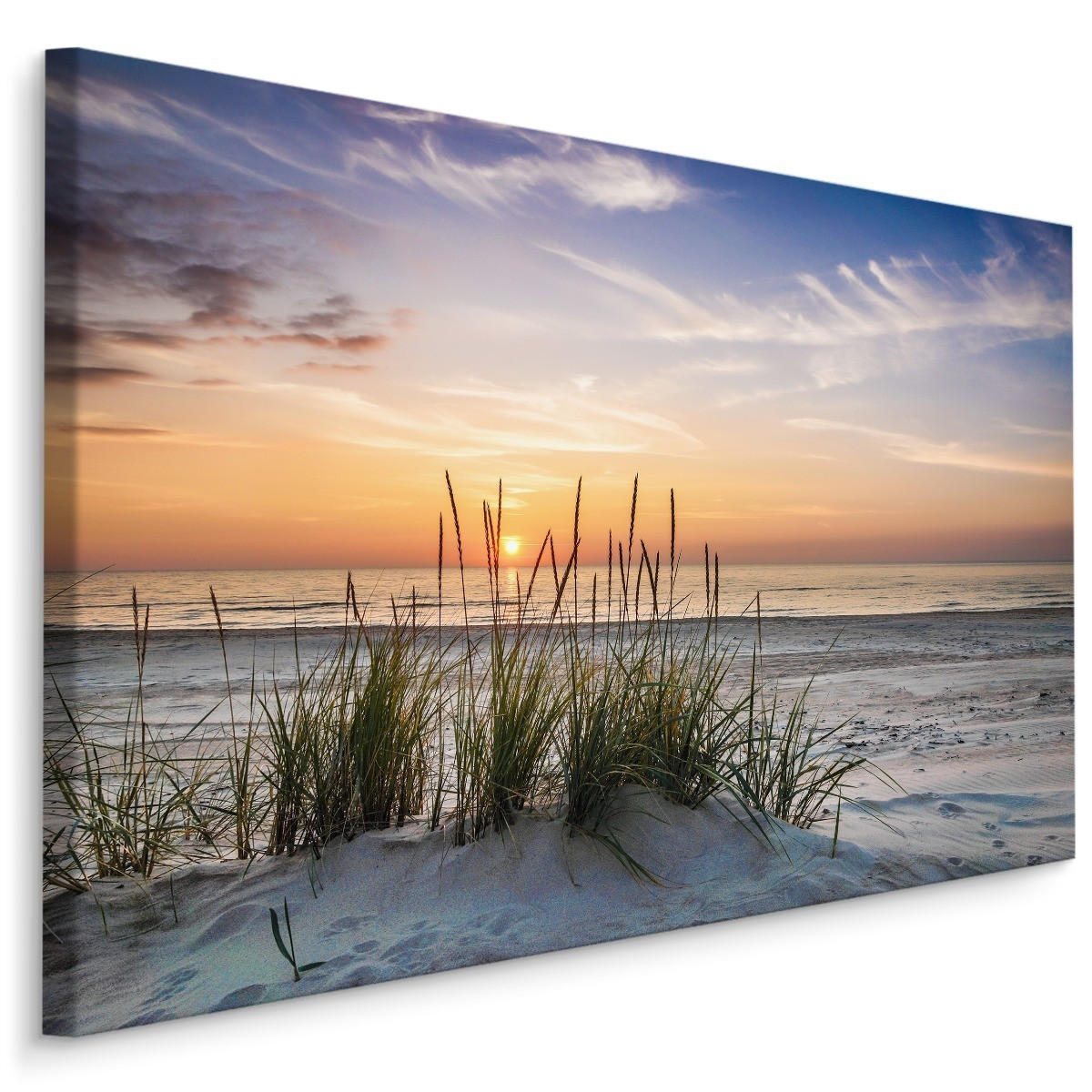 LEINWANDBILD Strand Meer Landschaft 3D 40x30 cm - Blau/Beige, Textil (40/30cm) - Muralo