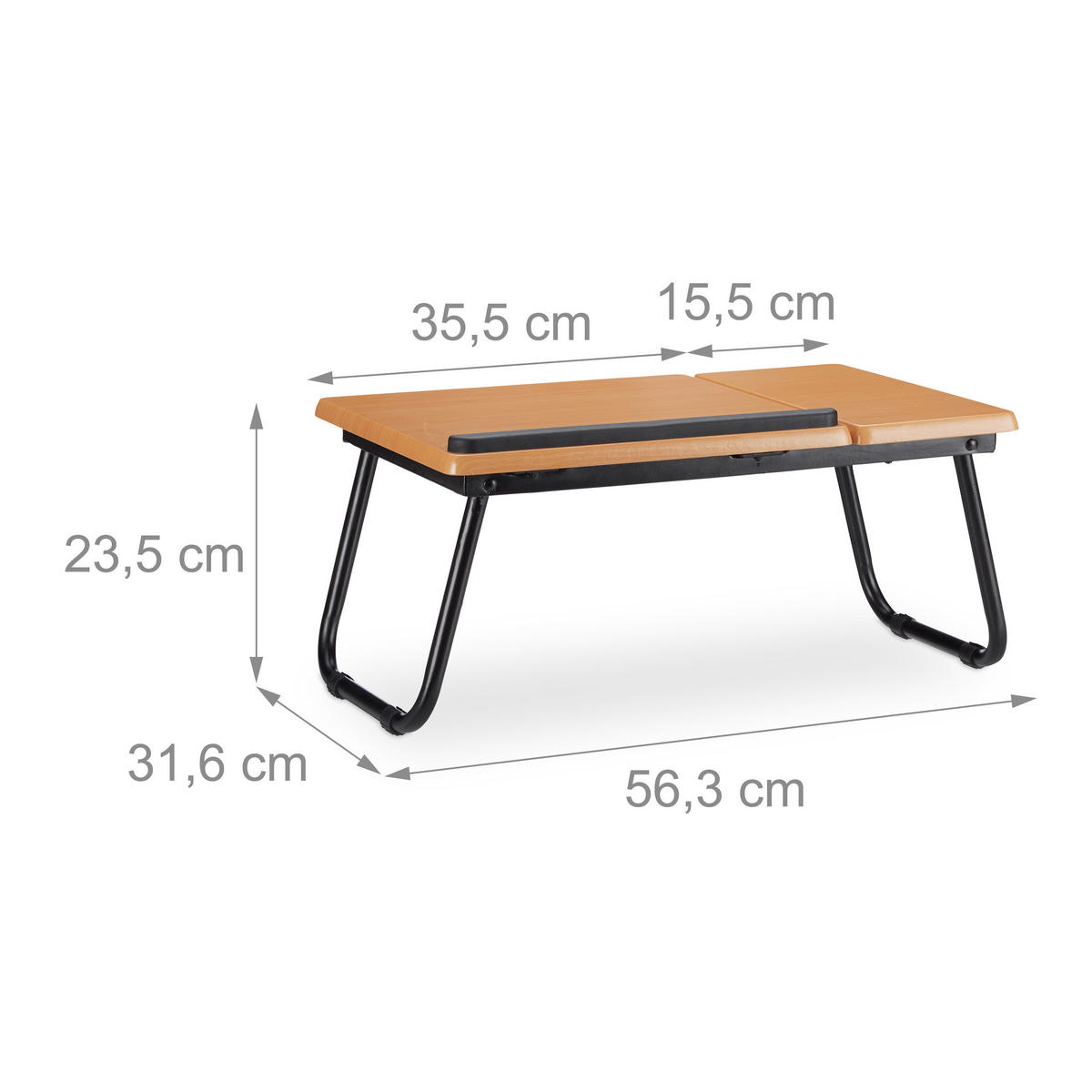 LAPTOPTISCH Natur höhenverstellbar klappbar - Multicolor, Holzwerkstoff/Metall (31.6/56.3/23.5cm) - Relaxdays