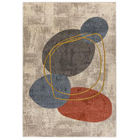 TEPPICH Beige Geometrisch In-Outdoor Pflanzlich Kurzflor Rechteckig 160 x 230 cm - Hellbraun/Blaugrau, Textil (160/230cm) - Mazovia