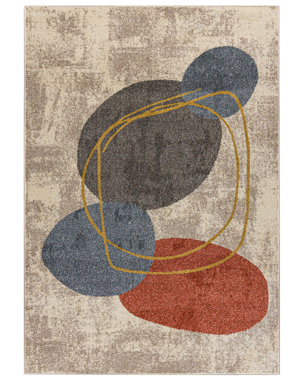 TEPPICH Beige Geometrisch In-Outdoor Pflanzlich Kurzflor Rechteckig 160 x 230 cm - Hellbraun/Blaugrau, Textil (160/230cm) - Mazovia