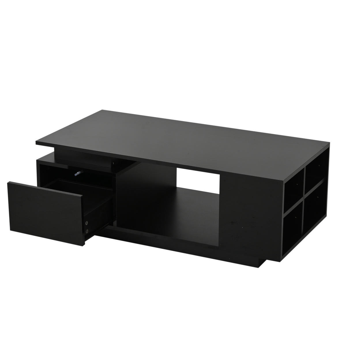 COUCHTISCH 100/50/36 cm Schwarz mit LED-Beleuchtung Hochglanz mit Schublade - Schwarz, Holzwerkstoff (100/50/36cm) - OKWISH