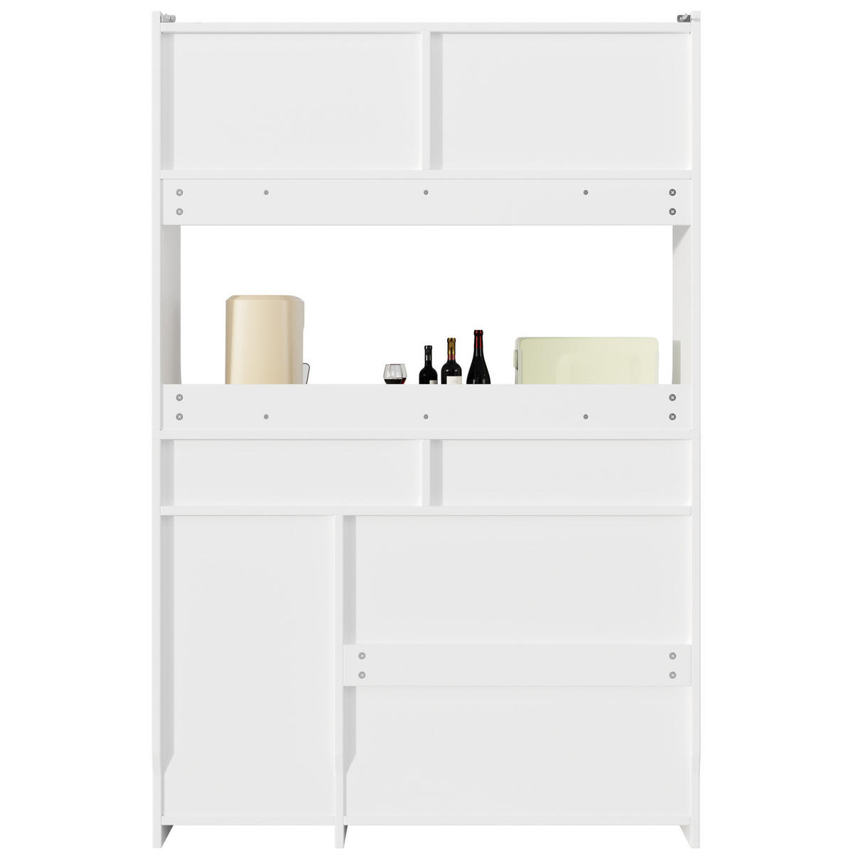 HOCHSCHRANK mit LED und 2 Schubladen 120 x 40 x 180 cm Weiß - Weiß, Holzwerkstoff (40/180/120cm) - Meubliv