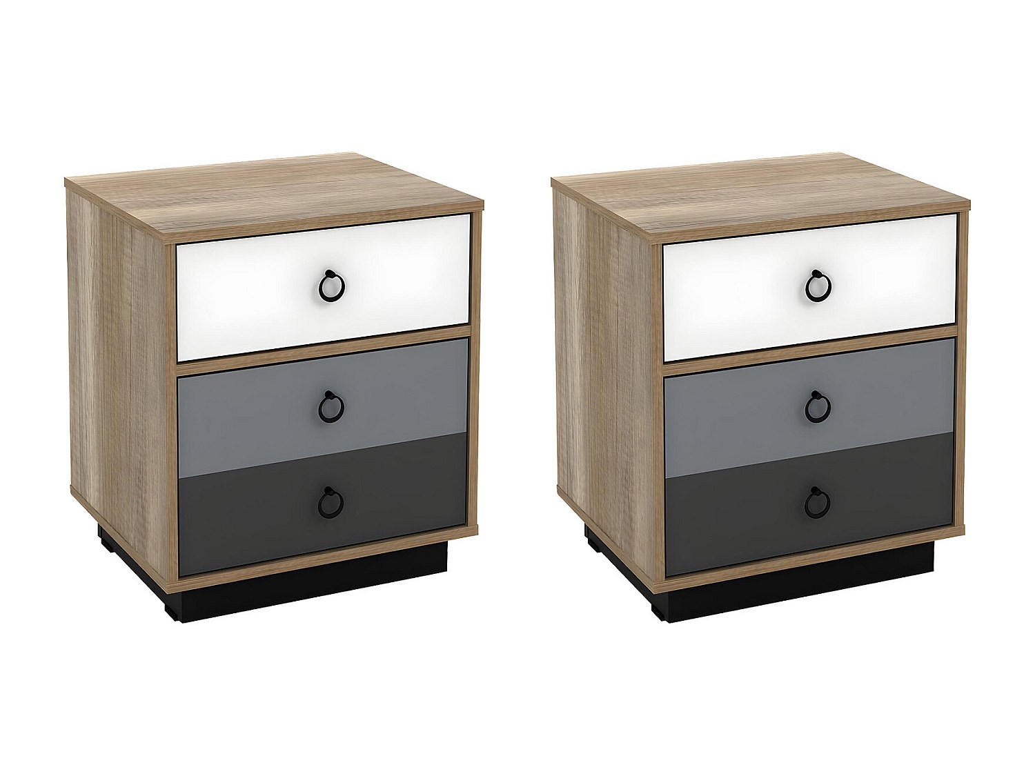 NACHTTISCH - 47.4 cm x 39.6 cm - Holz, Platte - Mehrfarbig KRYPTON - Multicolor, Holz (47.4/55.3/39.6cm) - Vente-Unique