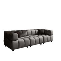 SOFA 4-Sitzer Modular, Couch, Veloursstoff Bluvel, Aschgrau, Bolla - Grau, Holz (192/71/96cm) - Kaiser Möbel