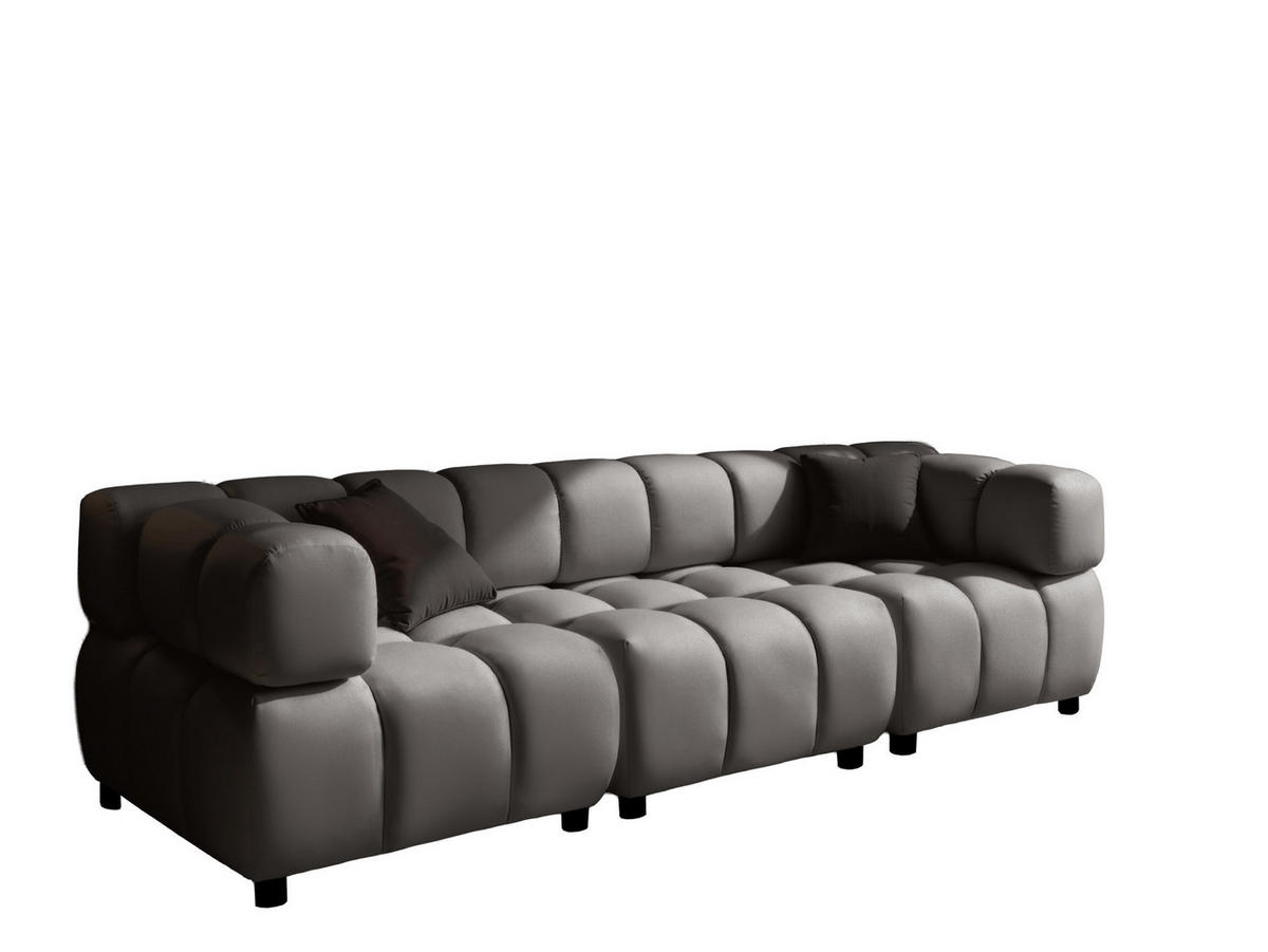 SOFA 4-Sitzer Modular, Couch, Veloursstoff Bluvel, Aschgrau, Bolla - Grau, Holz (192/71/96cm) - Kaiser Möbel