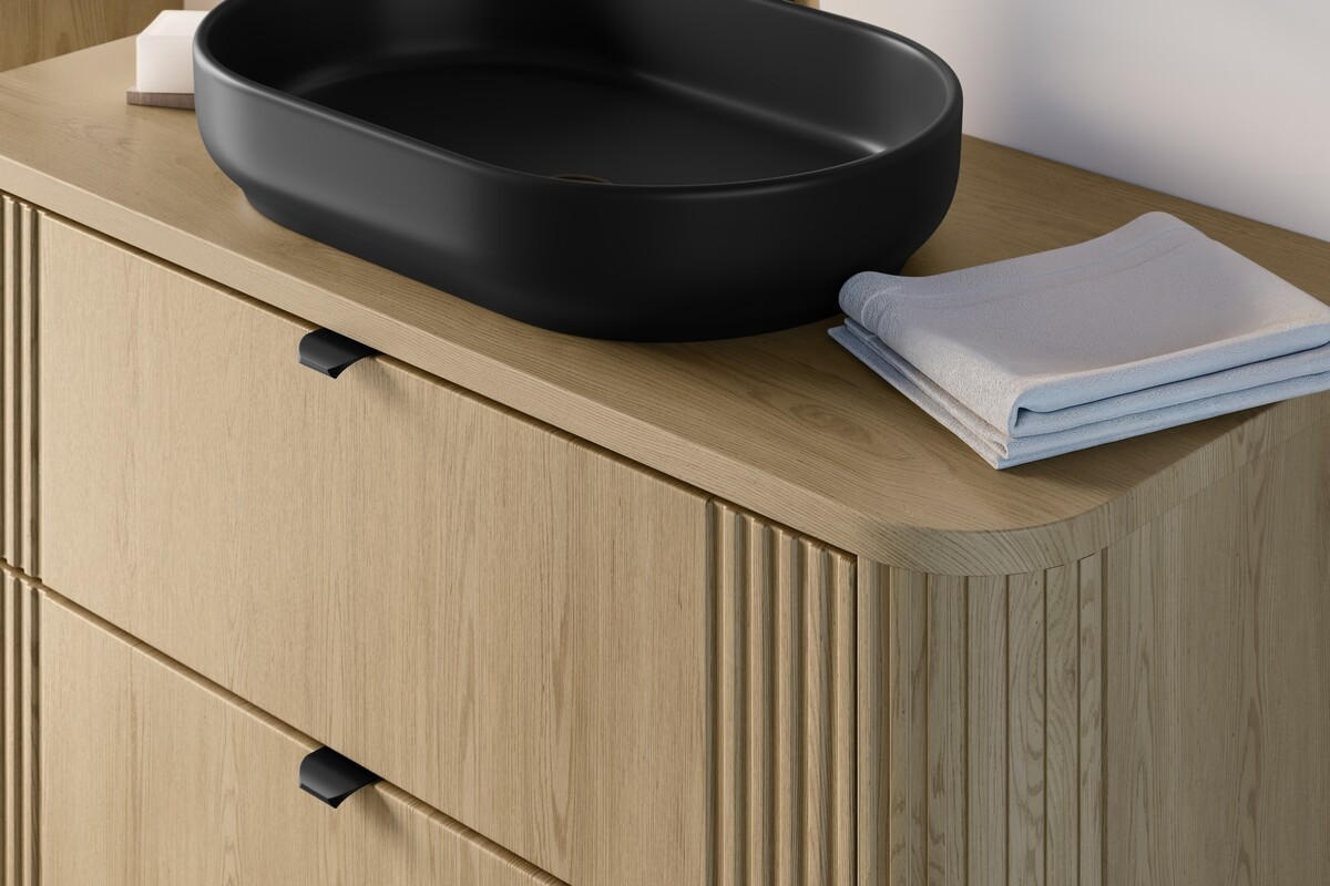 WASCHBECKENUNTERSCHRANK 120 cm 2 Teile - Ovalia Cremona O BM407 in Cremona-Eiche - Eichefarben, Holz (120/54/46cm)