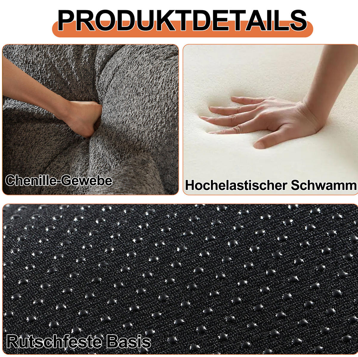 SCHLAFSOFA 2-in-1, Chenille mit Armlehnen-Staufach & Stahlrahmen, 91,4/274/69,8 cm, Grau - Grau, Textil (91.4/69.8/274cm) - Redom