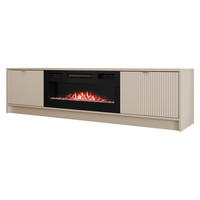 TV-LOWBOARD Tireno EF mit Elektrische Kamin - Sandfarben/Goldfarben, Holzwerkstoff/Metall (182/48/40cm) - MIRJAN24