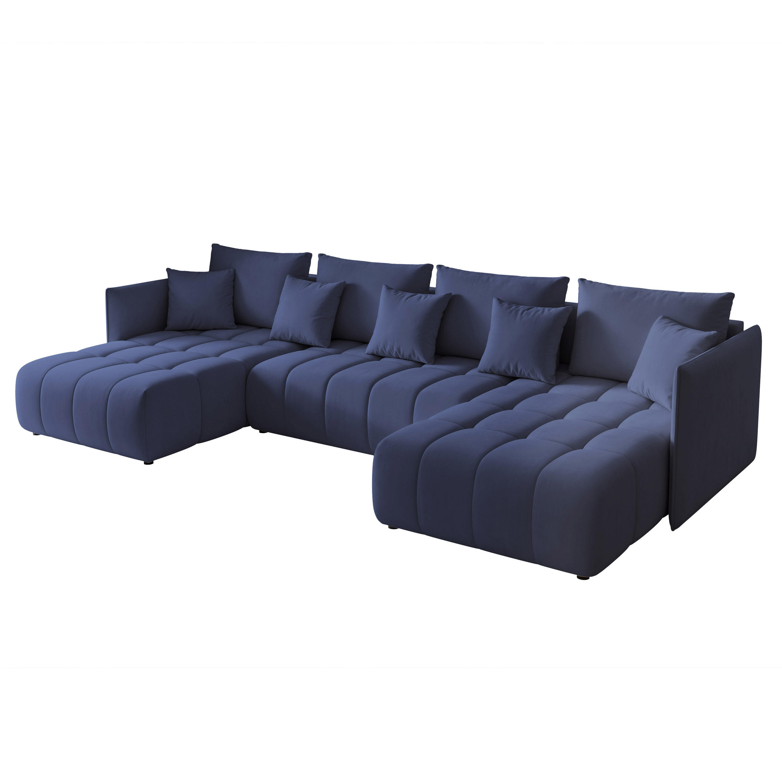 WOHNLANDSCHAFT OLIMPIA mit Schlaffunktion und Bettkasten Marineblau - Dunkelblau, Holzwerkstoff/Kunststoff (300/85/90cm) - Idohome