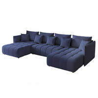 WOHNLANDSCHAFT OLIMPIA mit Schlaffunktion und Bettkasten Marineblau - Dunkelblau, Holzwerkstoff/Kunststoff (300/85/90cm) - Idohome