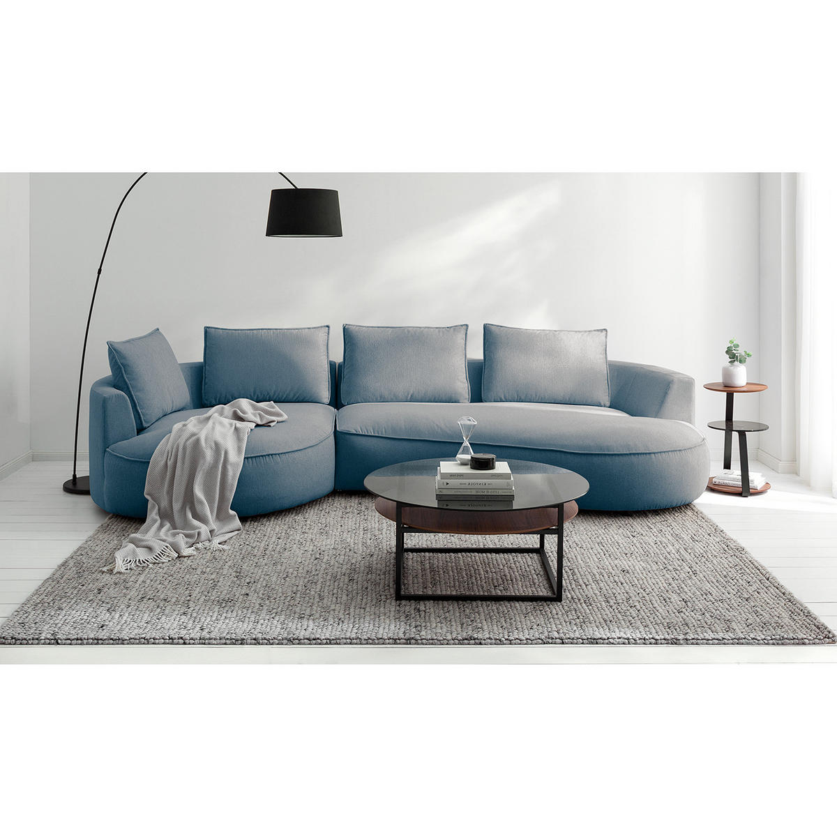 BIGSOFA - Blau, Kunststoff/Textil (322/82/154cm) - home24