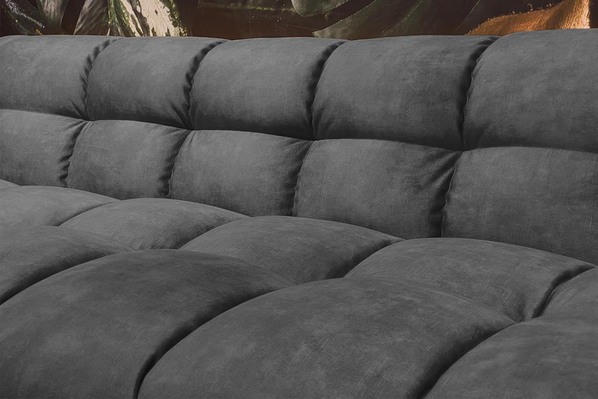 SOFA RIO Anthrazit Velvet - Anthrazit/Schwarz, Textil (207/68/105cm) - KAWOLA