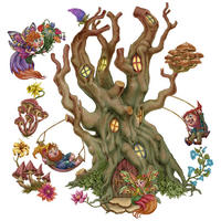 WANDAUFKLEBER 130x172cm - Feenwald - Multicolor, Kunststoff (130/172/0.1cm) - Wallfluent