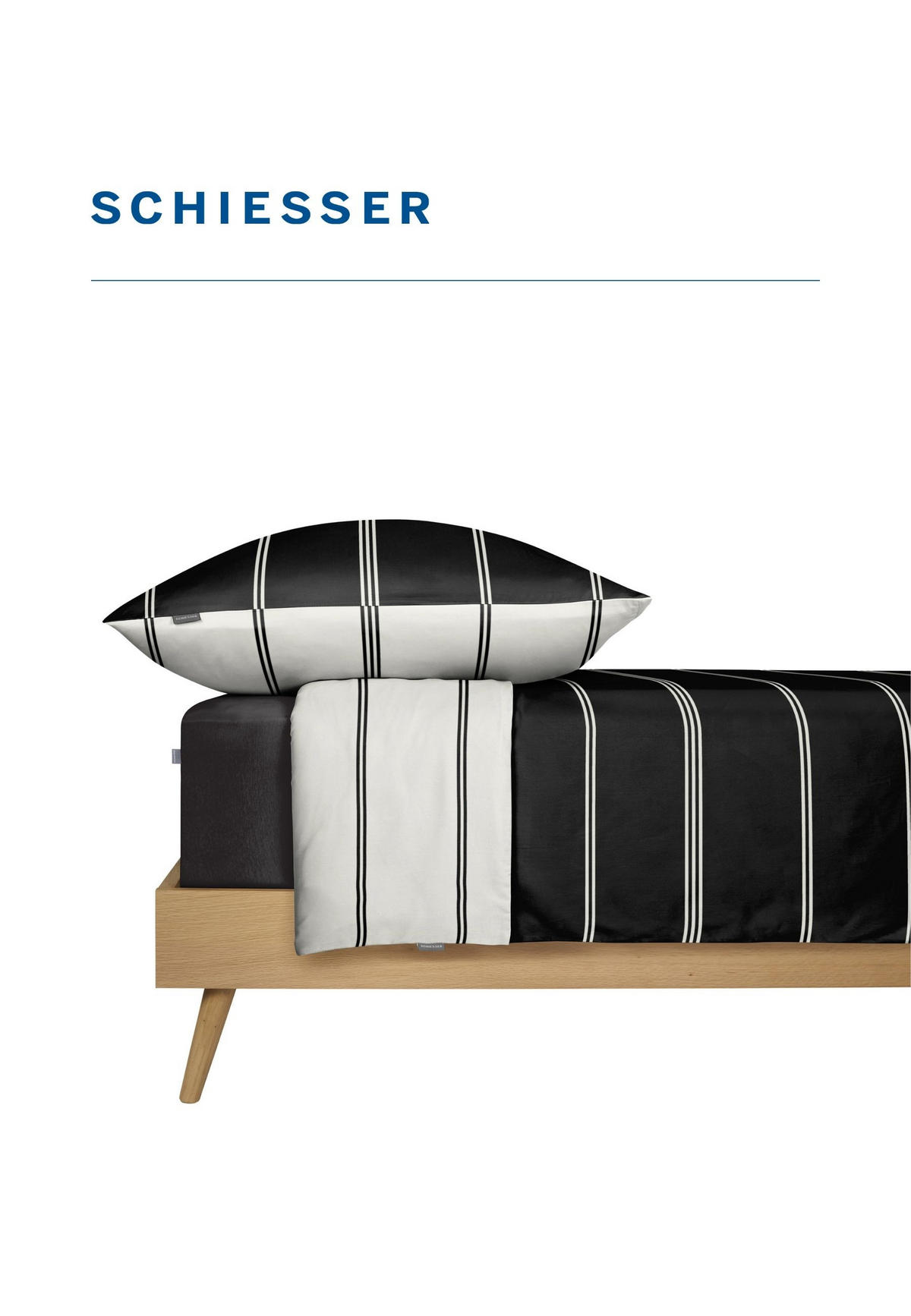 BETTWÄSCHESET Mateo - Feinbiber - 2-teilig - 135x200 cm - Offwhite-Schwarz - Schwarz, Textil (135/200cm) - SCHIESSER