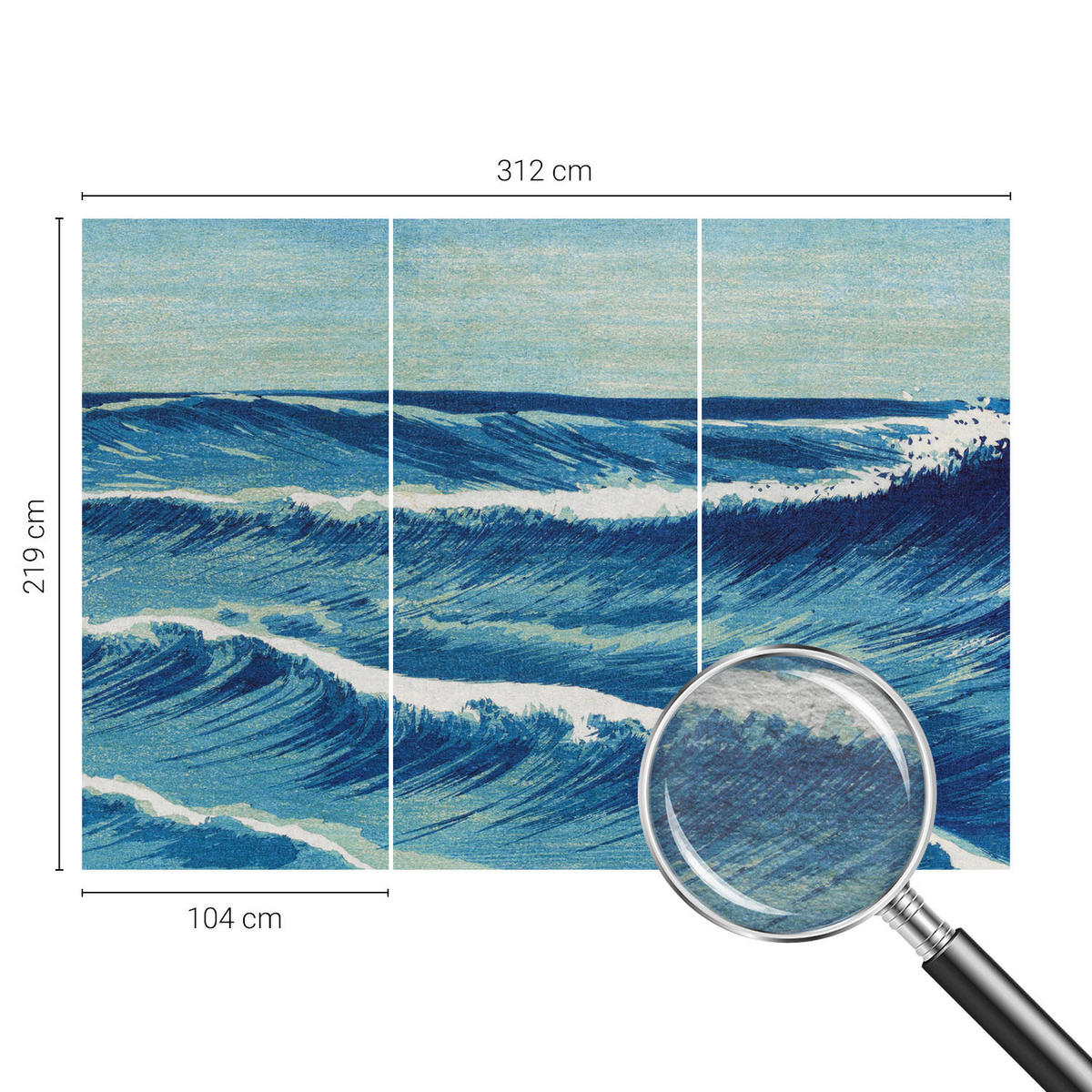 FOTOTAPETE 312x219 cm - Meereswellen - Blau, Textil (312/219cm) - Wallfluent