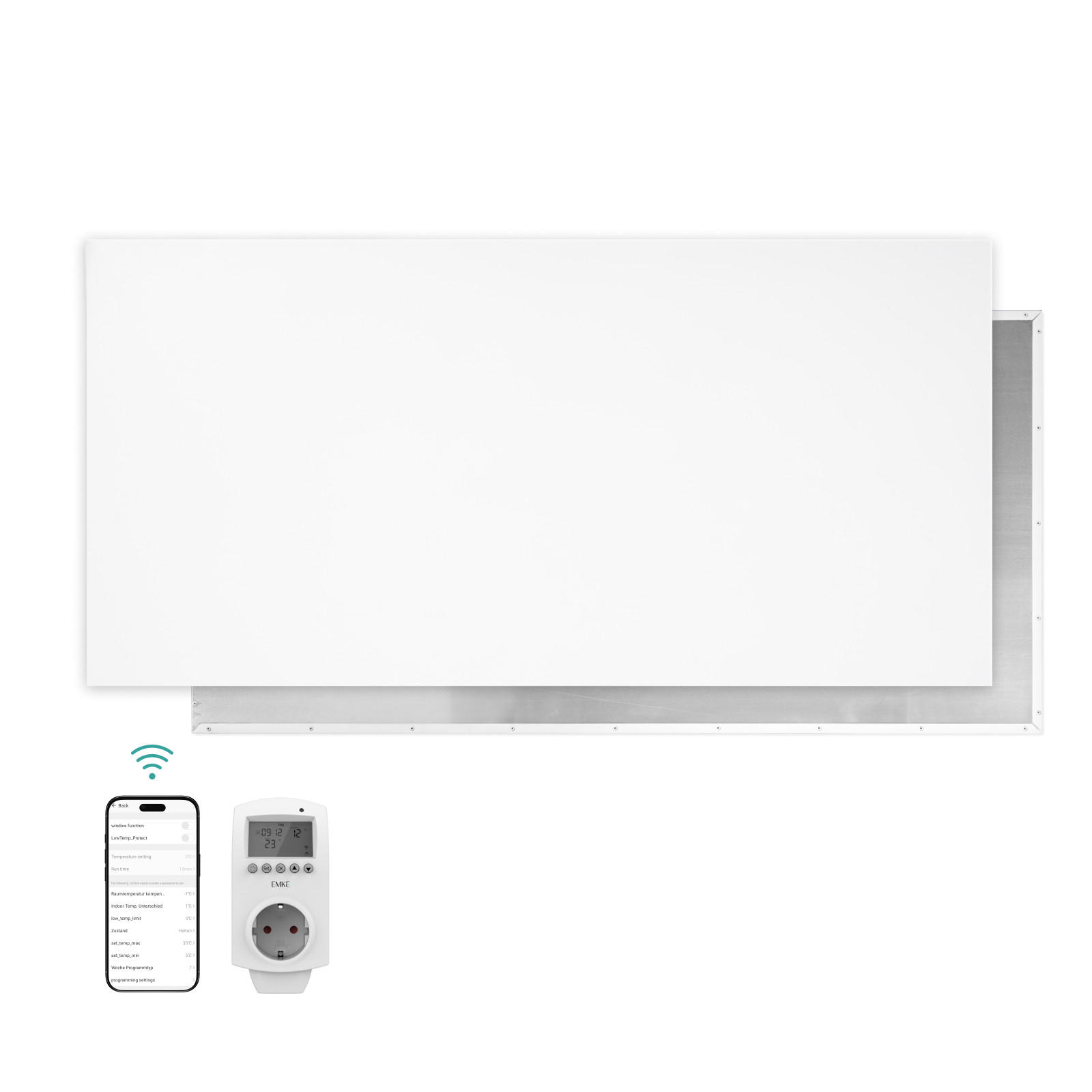 WANDKONVEKTOR Elektrisch mit App Steuerung, Thermostat, 119,5/59,5/1,8 cm - Weiß, Kunststoff/Metall (119.5/59.5/1.8cm) - EMKE