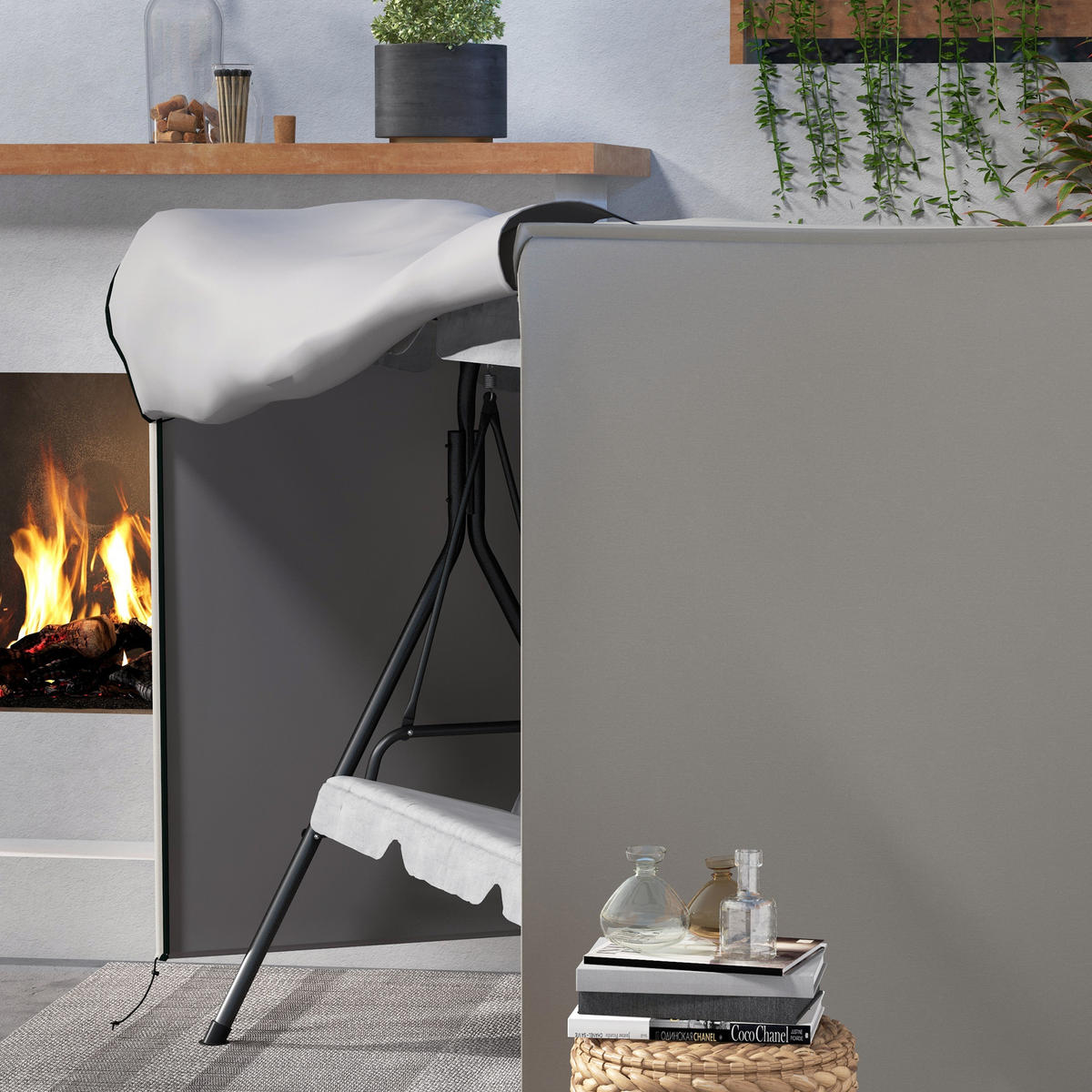 ABDECKUNG Hollywoodschaukel, Grau - Grau, Kunststoff (124/164/205cm) - Outsunny
