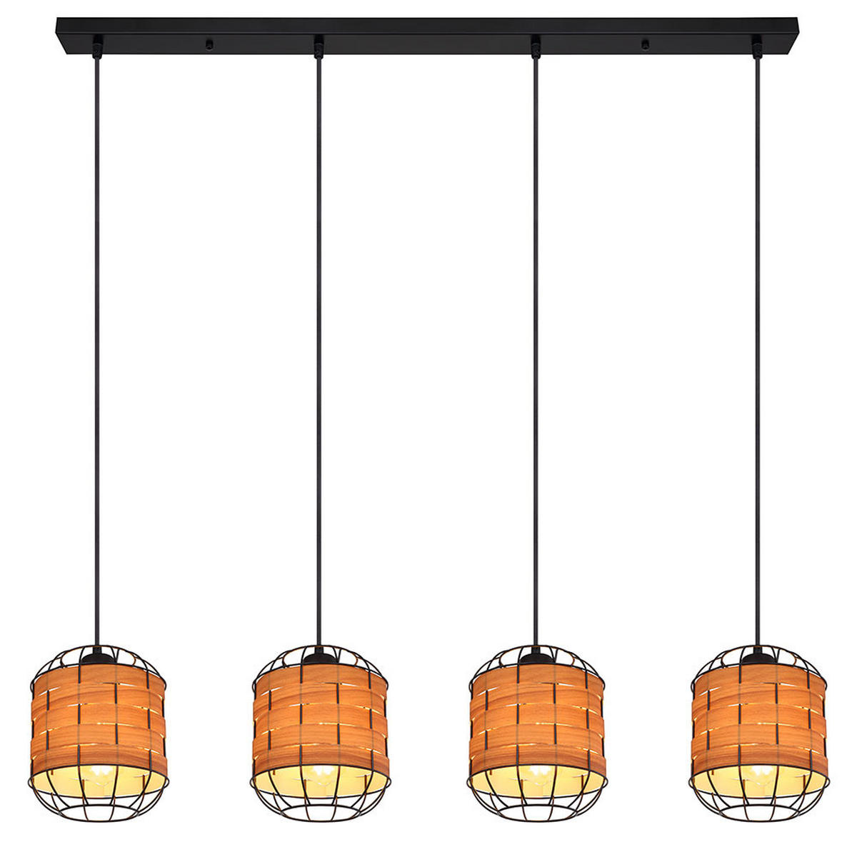 HÄNGELEUCHTE Holzoptik Schwarz Metall - Schwarz, Metall (100/18/120cm) - Globo Lighting