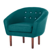 SESSEL - Webstoff - Dunkelbraun/Petrol, Buchenholz/Textil (82/76/67cm) - home24