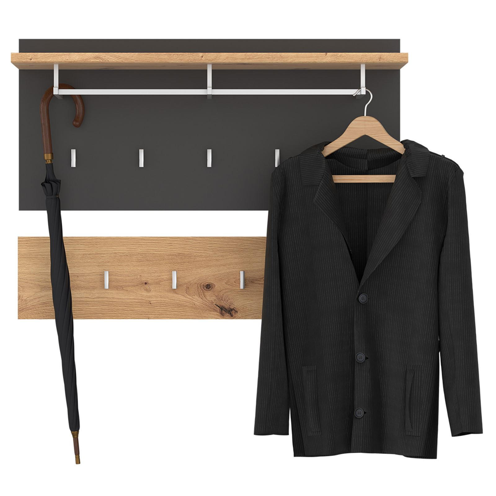 WANDGARDEROBE BILBAO - Dunkelgrau, Holzwerkstoff (90/60/30cm) - CARO-Möbel