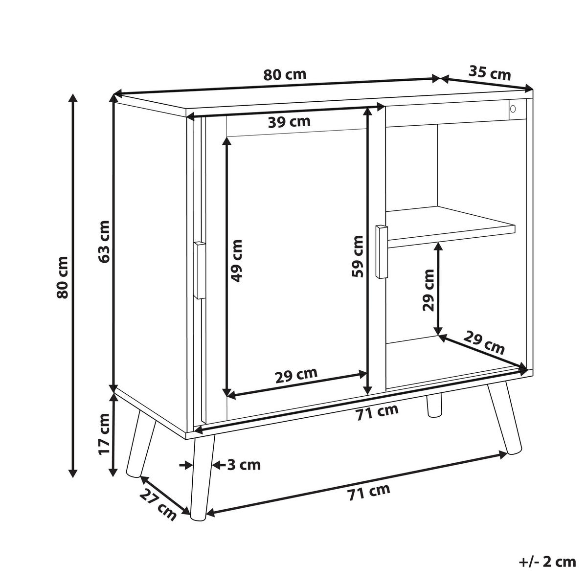 SCHRANK Hellbraun Hodgen - Braun, Holzwerkstoff (80/80/35cm) - Beliani