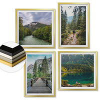 WANDBILDER 4er Set - 50x50 cm & 40x60 cm Goldrahmen - Berge, Seen, Wälder, Wege - Goldfarben, Kunststoff (50/50cm) - ArtPrintCave
