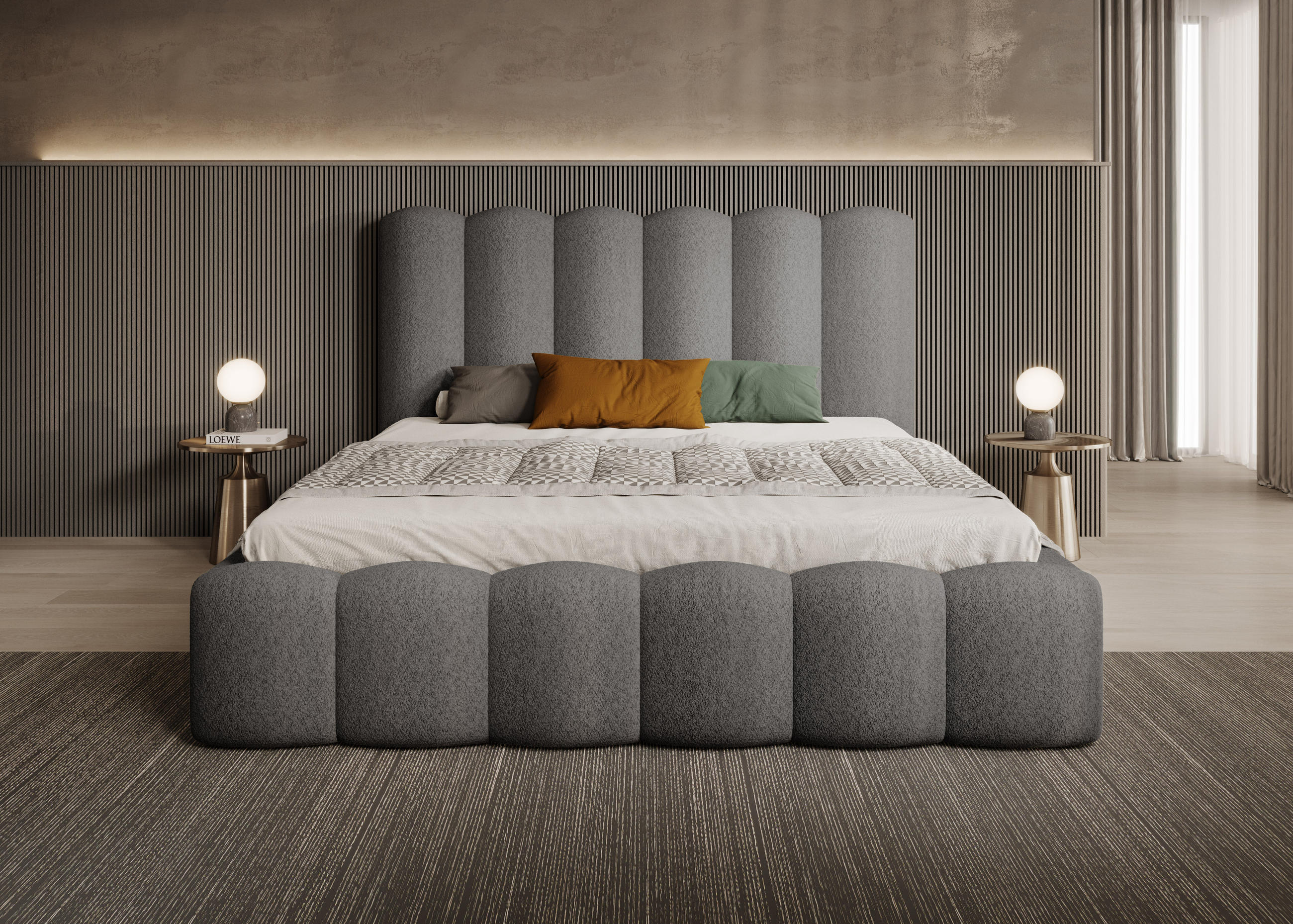POLSTERBETT Langlebiges Polsterbett Mona V 180x200 cm – Bett mit Bettkasten & Pflegeleichtem Material, Grau - Schwarz/Grau, Holzwerkstoff/Kunststoff (180/200cm) - DomoHome