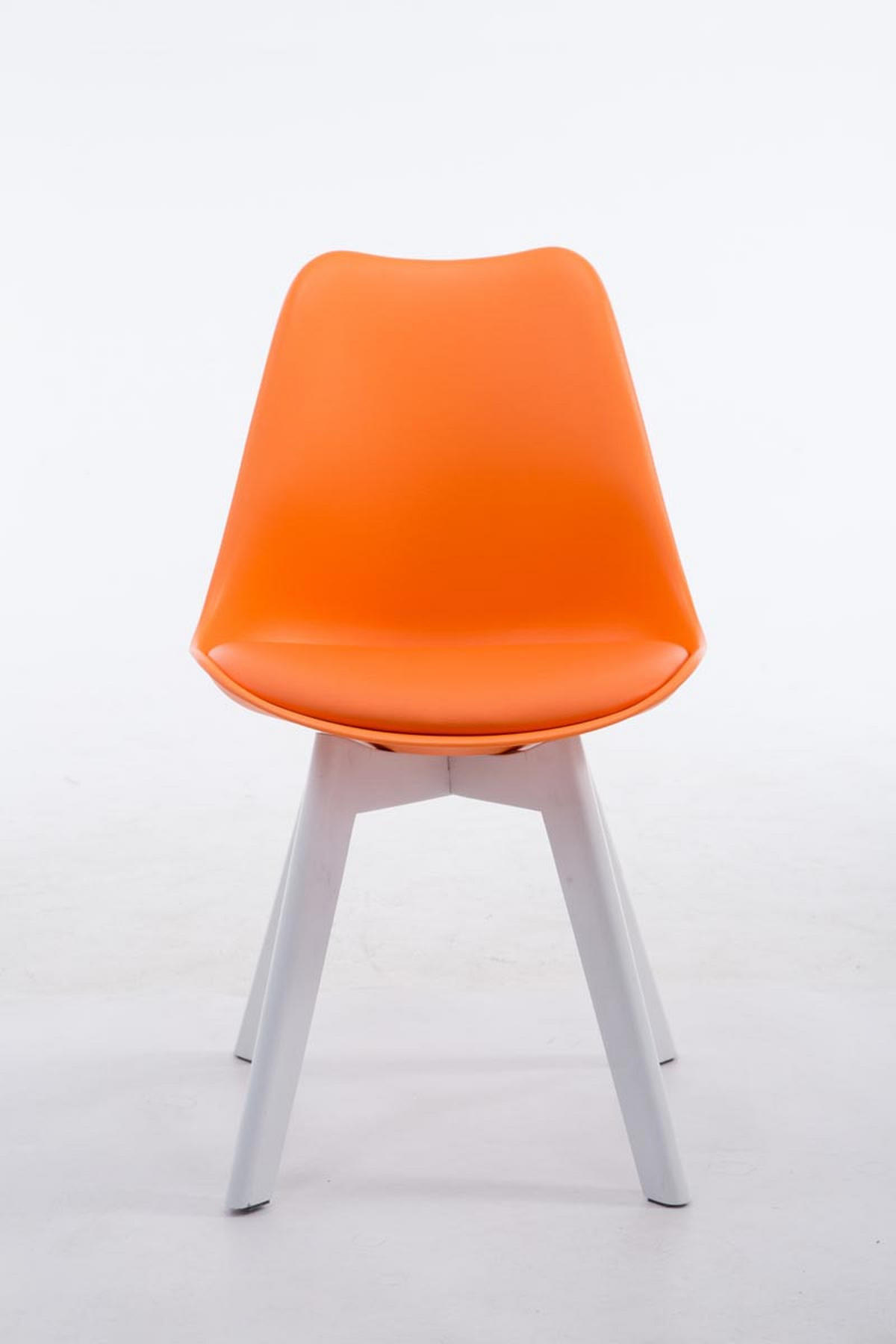STUHL Lederlook orange - Weiß/Orange, Holz/Textil (48/84/41.5cm) - CLP