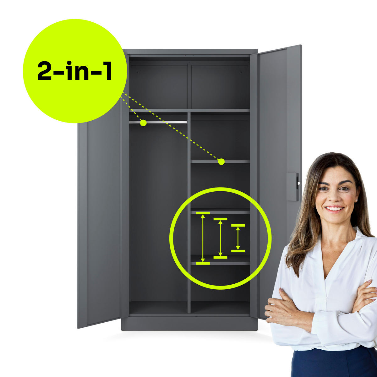 AKTENSCHRANK Sozialraumschrank aus Stahl Metallschrank für Büro Stahlschrank für Dokumente Anthrazit 90x45x185cm - Anthrazit, Metall (90/185/45cm) - Muralo