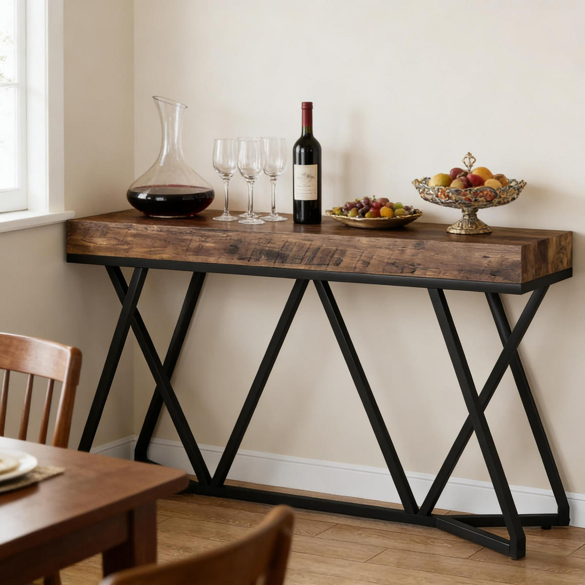 KONSOLENTISCH Schwarz-Braun 140/30/90 cm - Schwarz, Holzwerkstoff (30/140/90cm) - PANGIVO