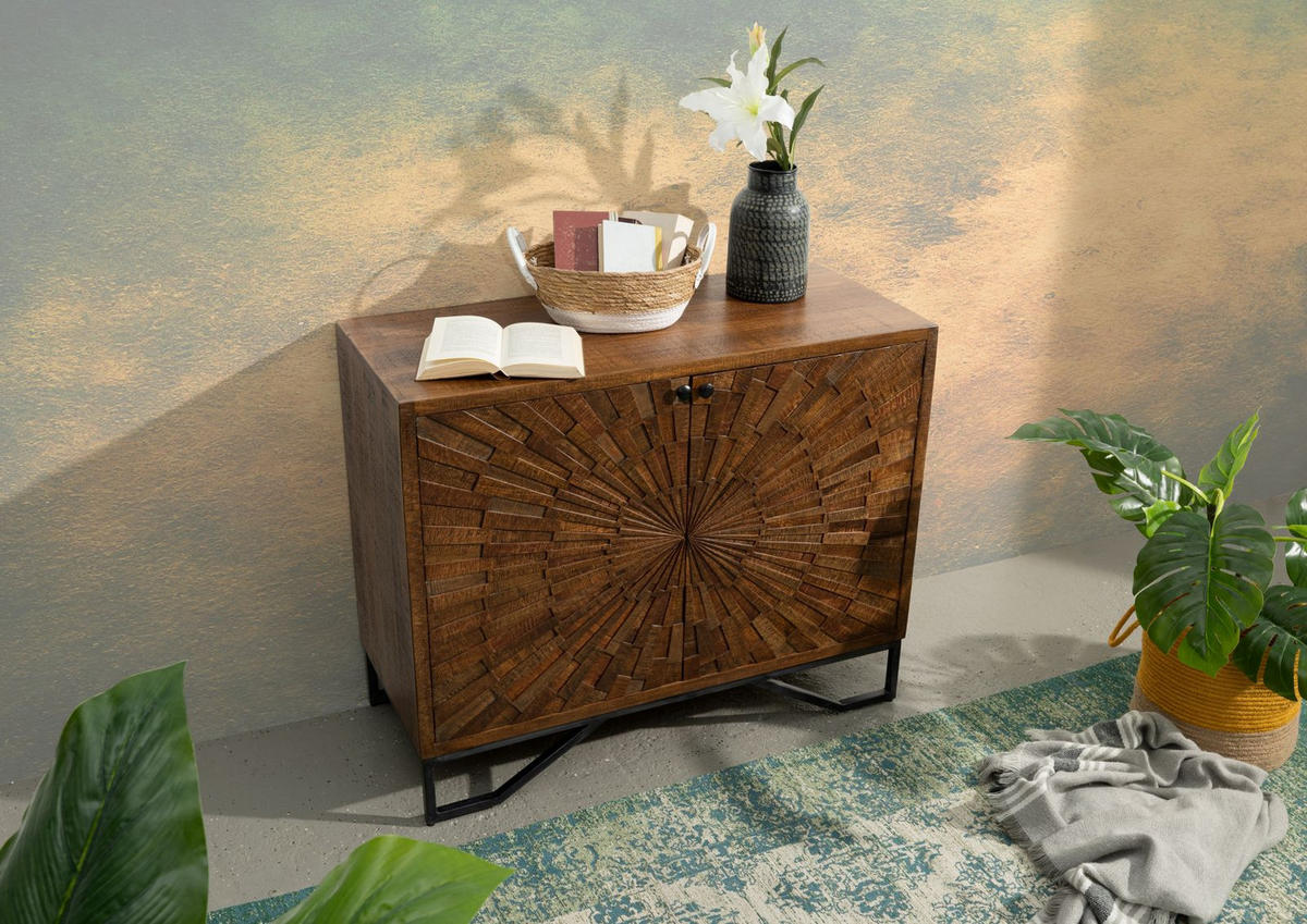 KOMMODE Mango 107x46x86 braun lackiert STILMÖBEL #115 - Braun, Holz (107/86/46cm) - Massivmoebel24