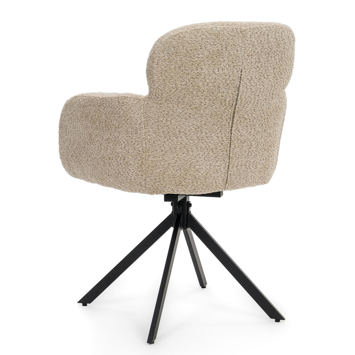 STUHL BIONE drehbar gepolsterter mit Steppung - hellbeige - Boucle - Beige/Schwarz, Textil/Metall (58/88/59cm) - NEW HOME