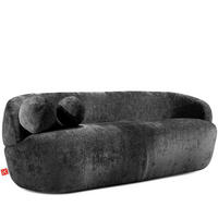 3-SITZER-SOFA NELUM, Chenille-Stoff, Anthrazit - Anthrazit/Schwarz, Holz/Holzwerkstoff (190/68/88cm) - KONSIMO®