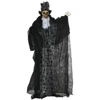 183CM Halloween-Dekoration Gespenst Bräutigam In Lebensgröße Augenglühen - Schwarz, Kunststoff (65/189/125cm) - Outsunny