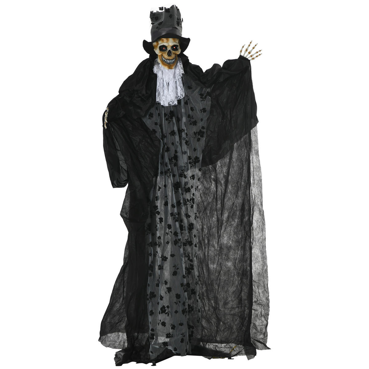 183CM Halloween-Dekoration Gespenst Bräutigam In Lebensgröße Augenglühen - Schwarz, Kunststoff (65/189/125cm) - Outsunny